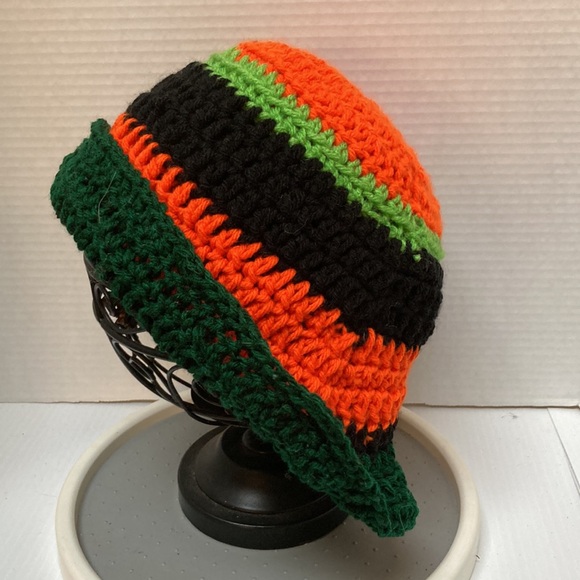 BUCKET HAT Multicolored Rainbow Handmade Crochet UNISEX One Size Fits Most - Picture 5 of 12